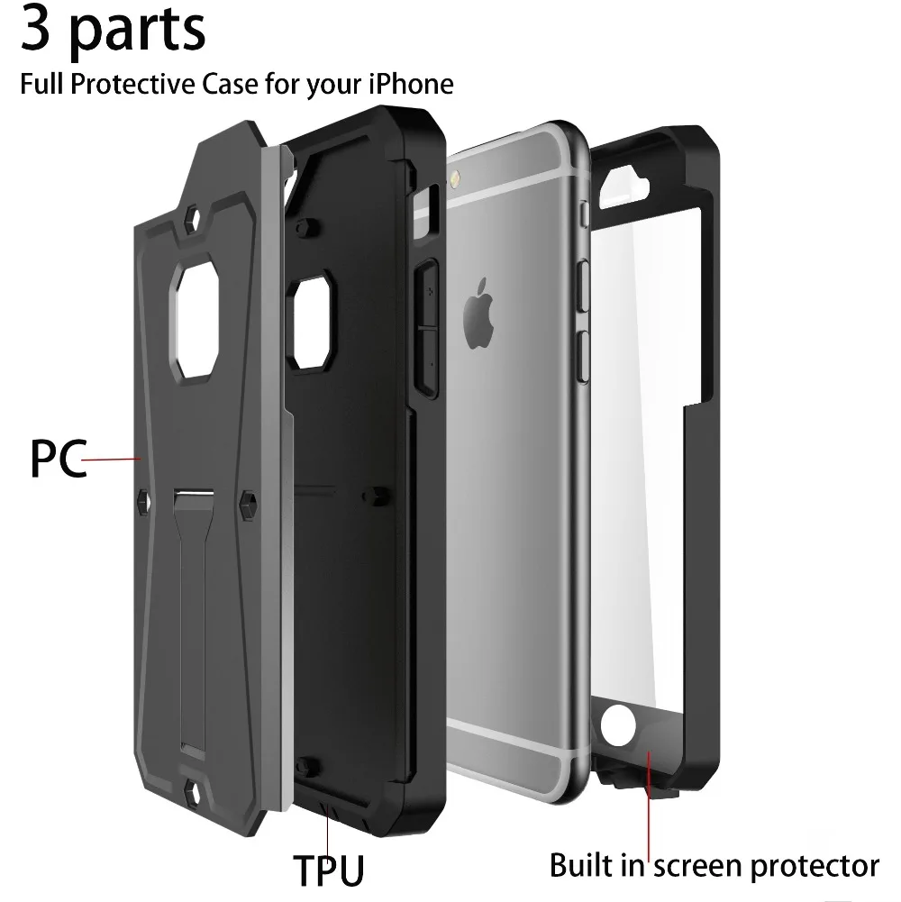 Полностью Защитный чехол KSELF для Apple iPhone 6 s Plus со встроенной защитой экрана