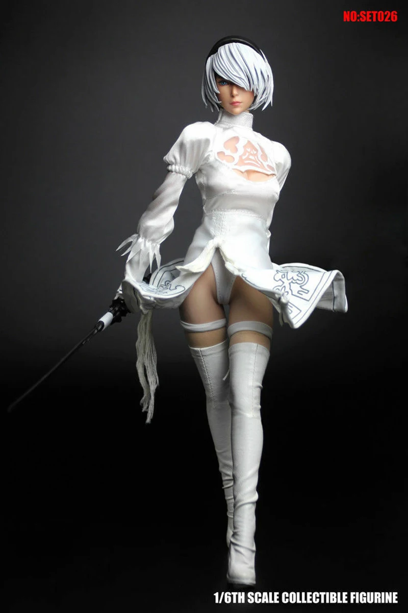 SUPER DUCK SET026 1/6 NieR: Automata 2B Йорга женский белый костюм фигурка Косплей 2B Одежда наборы одежды для 1" бледное тело