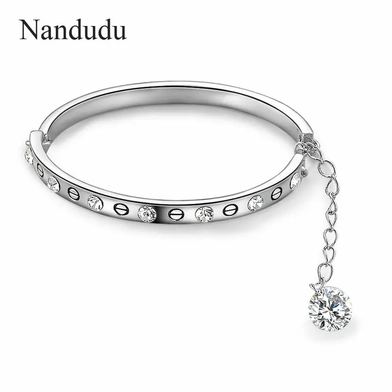 Nandudu уникальный дизайн белый золотой Цвет браслет прозрачный австрийского