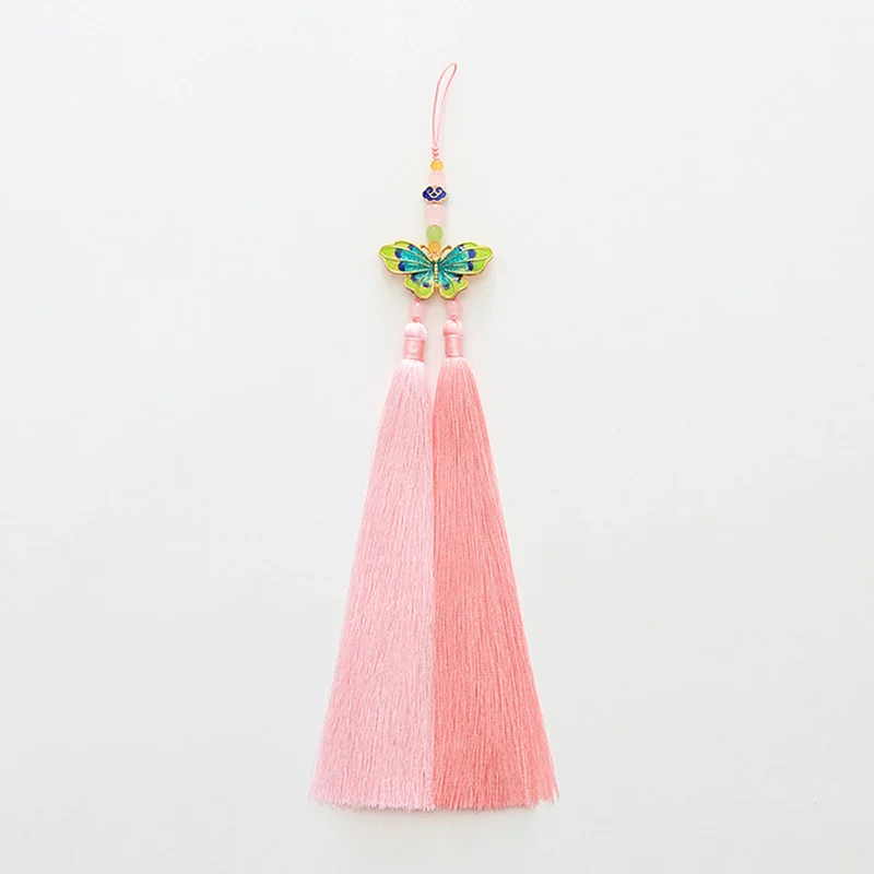 Pink Ретро китайский стиль женское платье-Ципао Китайская одежда cloisonne бабочка двуконечный длинные аксессуары-подвески - Окраска металла: Pink