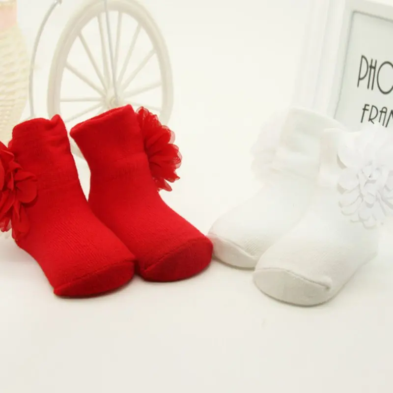 

New Kids Girls Cotton Socks Flowers Anti Slip Ankle Socks Baby Shoes Boot