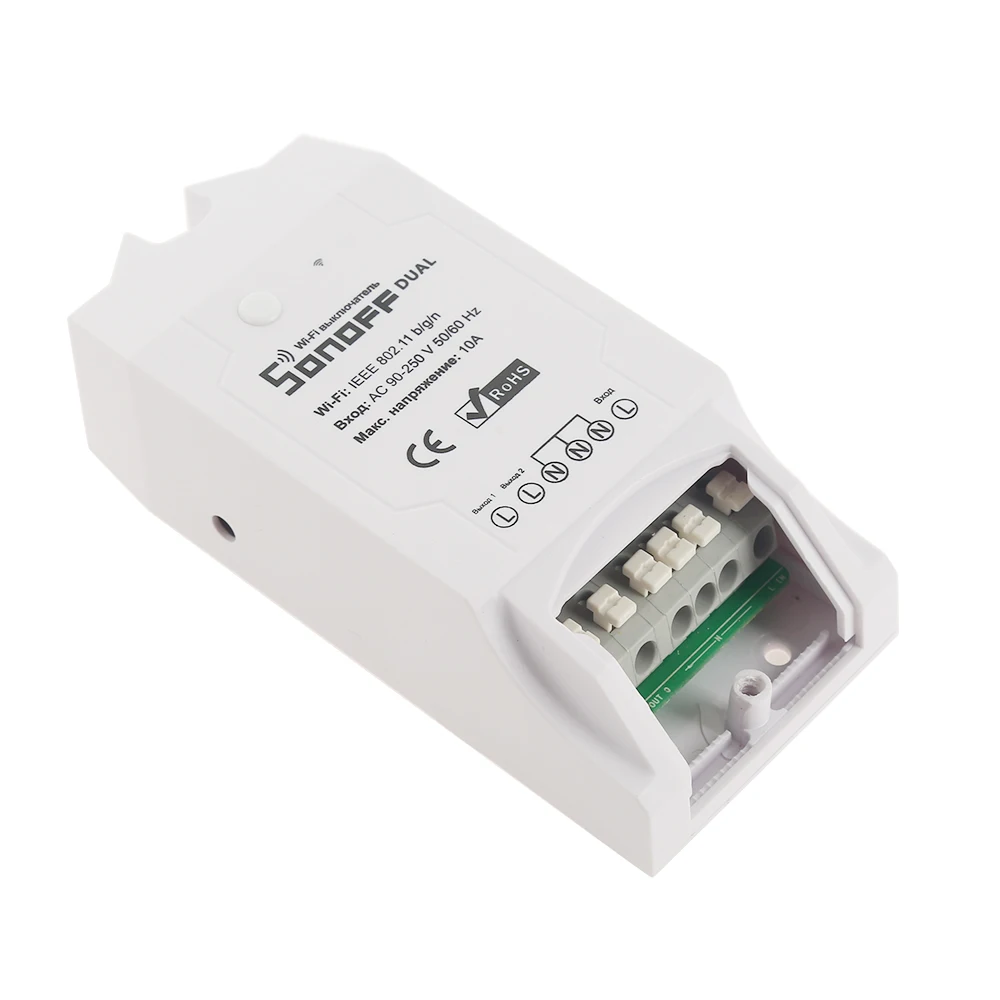 Sonoff 10A WiFi беспроводной умный дом DIY Дистанционное включение/выключение с помощью мобильного телефона Автоматизация переключатель гнездо для Sonoff Dual-Itead