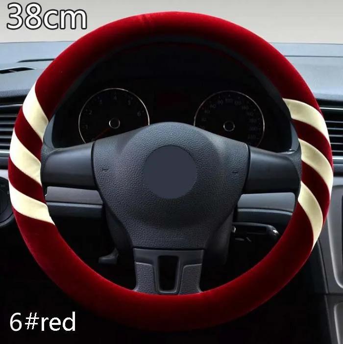 6 red 38cm Rete 36/38/40 см Универсальный чехол рулевого колеса автомобиля украшения Нескользящие Дышащие Модные короткие меховые полосы дизайн Wh - Название цвета: 6 red 38cm