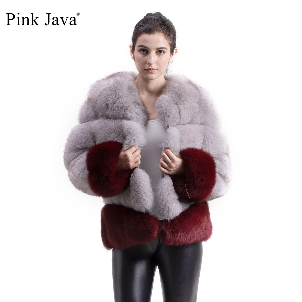Розовый JAVA QC1818 2018 Новое поступление Женская Толстая пушистая шуба из