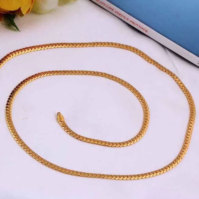 1pcs 55cm Long 1cm Wide Men Women Couple Gold Color Copper Snake Necklace Chain Unisex Jewelry | Украшения и аксессуары