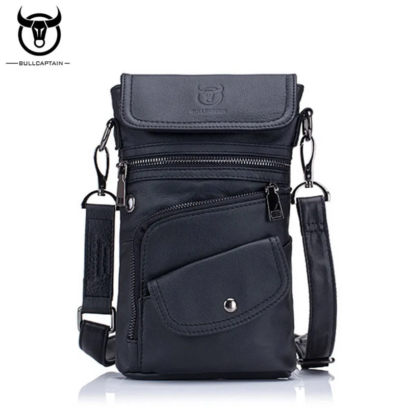 

BULLCAPTAIN Men Genuine Leather Belt Fanny Waist Pack trend fashion Messenger Shoulder Bag Cell/Mobile Phone Case Pocket