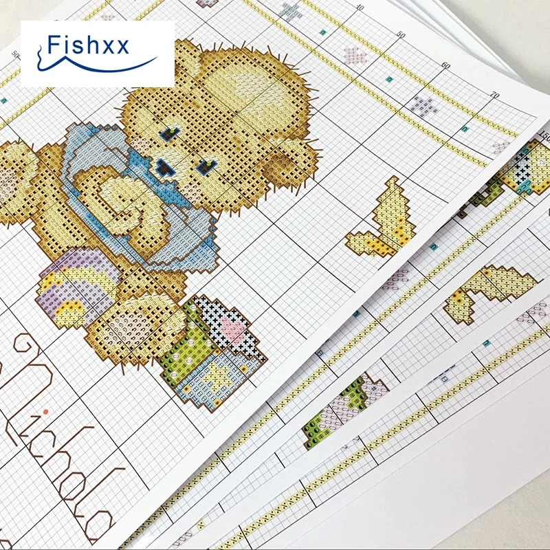 Вышивка крестом Fishxx T973 милый мультяшный Мишка Детская дата рождения сделай сам