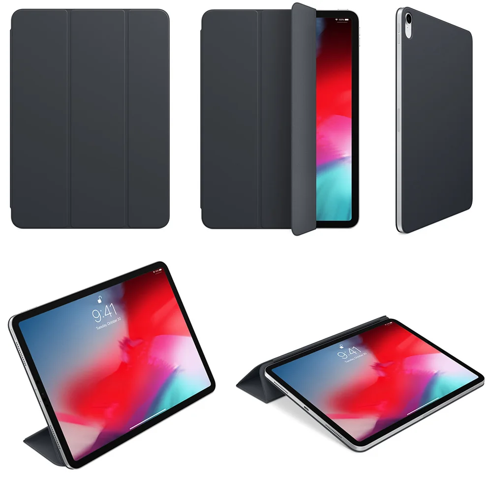 Магнитный умный чехол-книжка PFHEU для 11 дюймов iPad Pro, трехслойный Магнитный чехол-подставка для iPad Pro11 Funda с поддержкой зарядки - Цвет: Черный