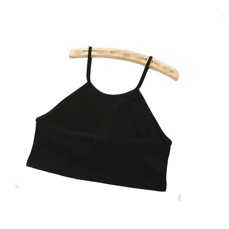Женский топ с лямкой на шее бюстье укороченный Черная майка Топ без бретелек