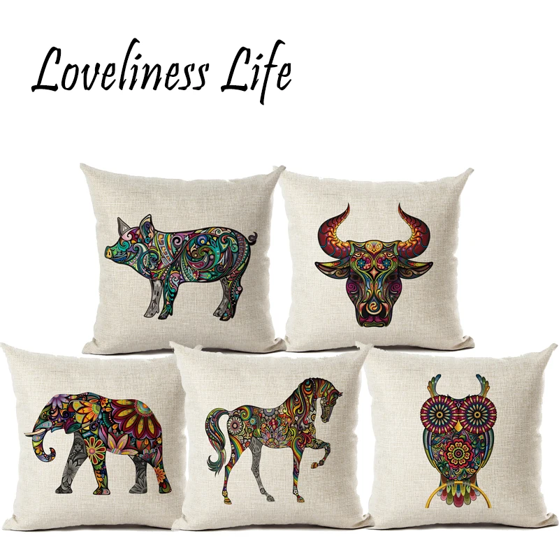 Чешские Тотем животного Свиньи/Птица белье Подушки Детские Чехлы для подушек