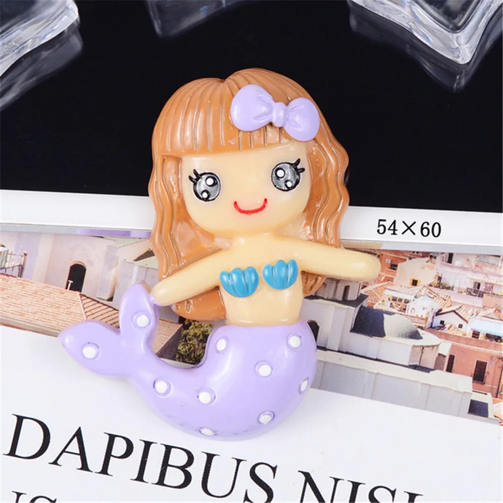 Kawaii Мультфильм большая Русалка из смолы плоская спина Кабошон DIY украшения для