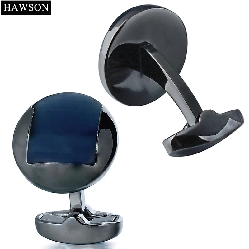 Роскошные круглые камни запонки с пистолетным покрытием Toen каменными манжетами