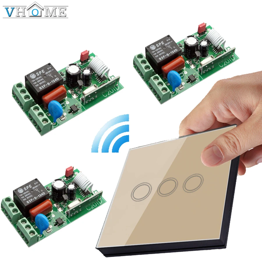 Отеля Vhome пролегает smart touch дистанционное управление переключатель панель RF 433 мГц