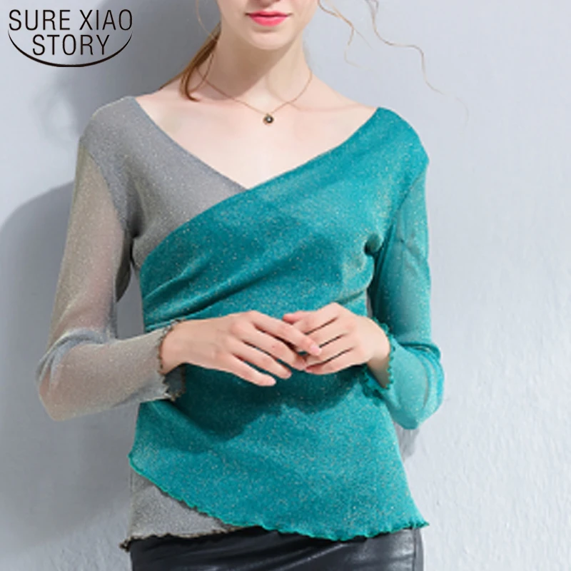 

2021 Plus Size Office Lady Solid V-Neck Harajuku Shirt Sexy Women Korean Clothes Harajuku Long Sleeve Shirt Women 2524 50