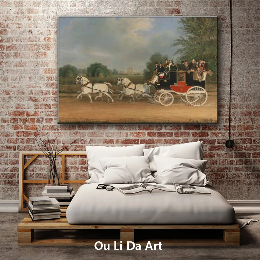 Классическая фигура двора карета аристократы путешествия картина маслом холст