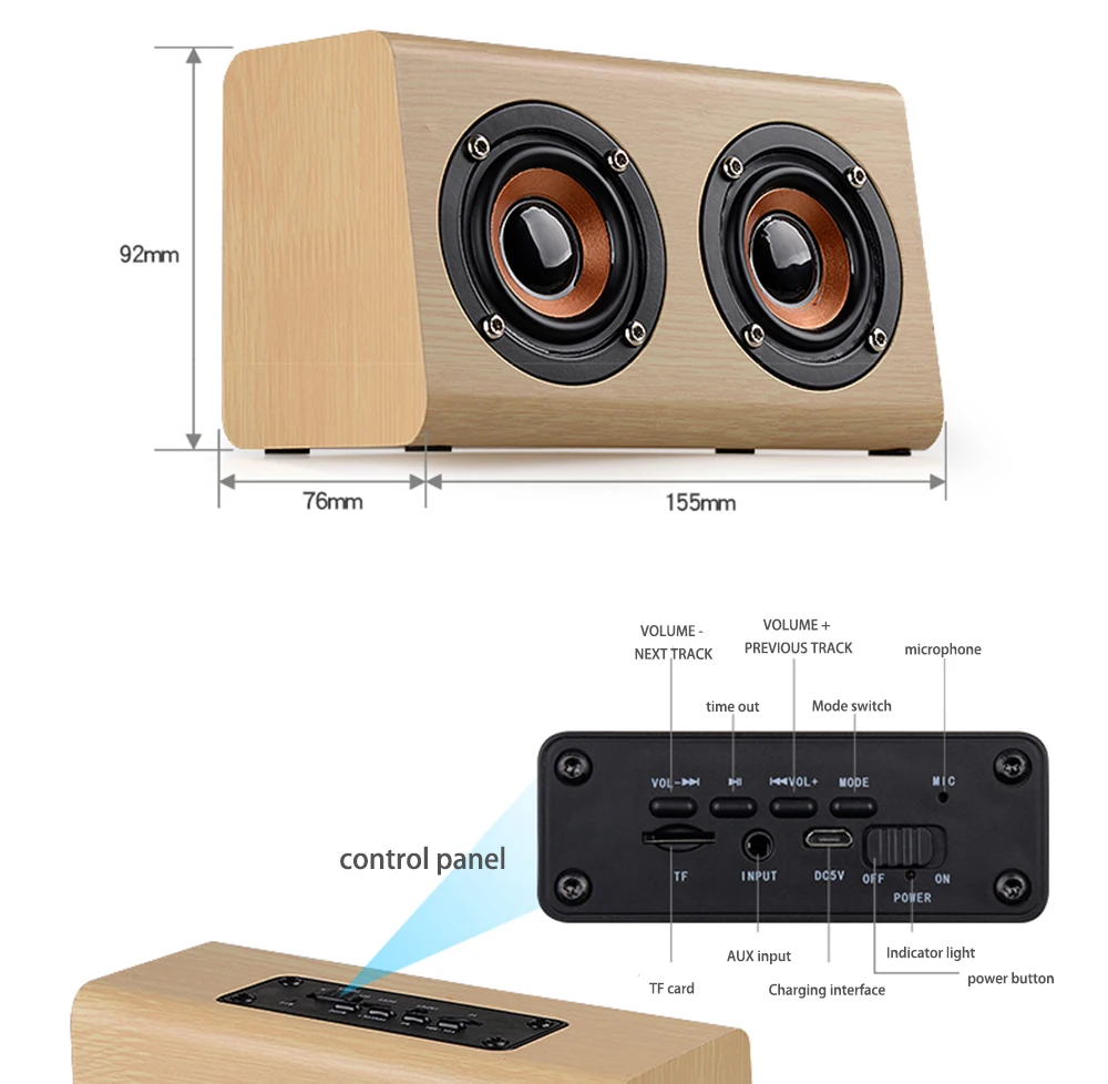 Новый список ретро деревянный HIFI 3D двойной громкий динамик s Wooden Bluetooth