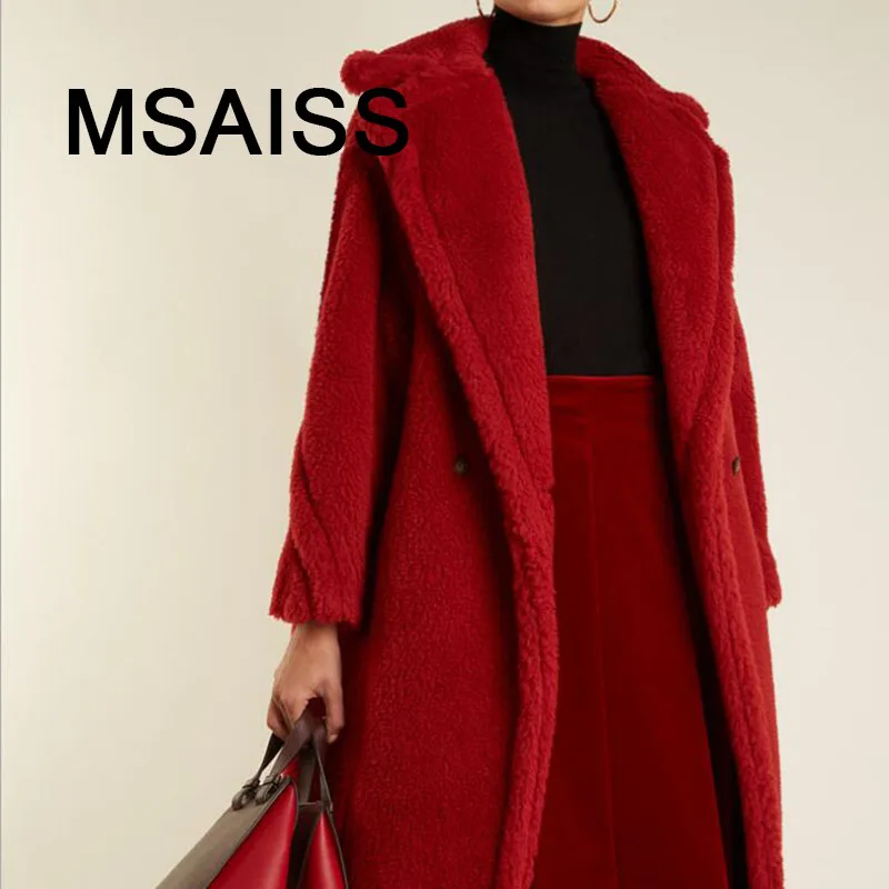MSAISS X-Long теплые женские зимние пальто из искусственного меха овечьей шерсти