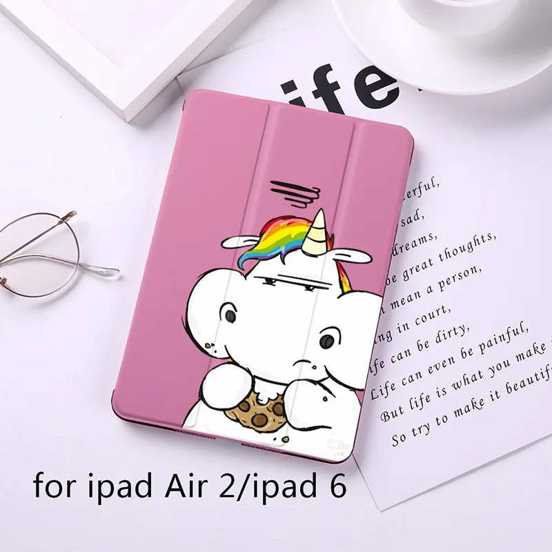 B200072-ipad air2 Милый Магнитный флип-чехол с единорогом для Apple iPad 9," Чехол для iPad Air 2 Mini2 из искусственной кожи, складной чехол-книжка с функцией автоматического пробуждения - Цвет: B200072-ipad air2