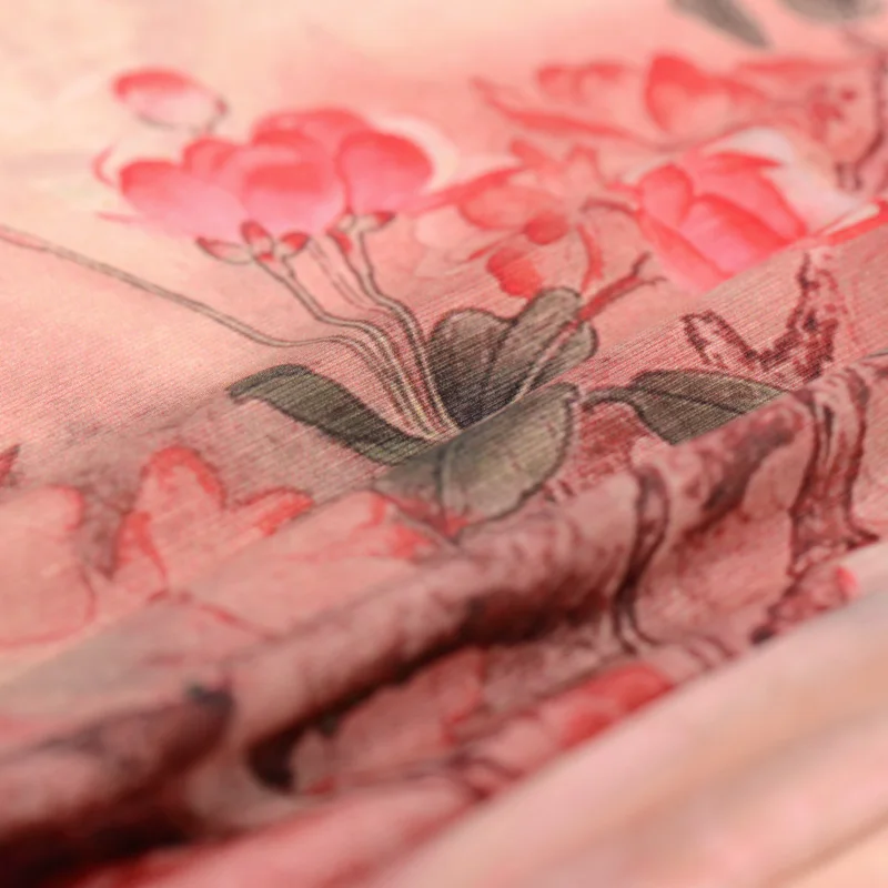 Шелковая льняная цифровая струйная шелковая конопля ширина 140 см тонкая ткань