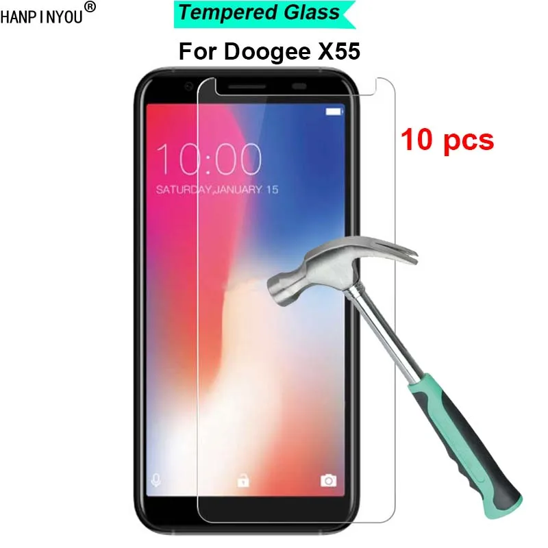 

10 шт./лот Для Doogee X55 5,5 дюйма твердость 9H 2.5D ультратонкое прозрачное закаленное стекло премиум-класса Защитная пленка для экрана