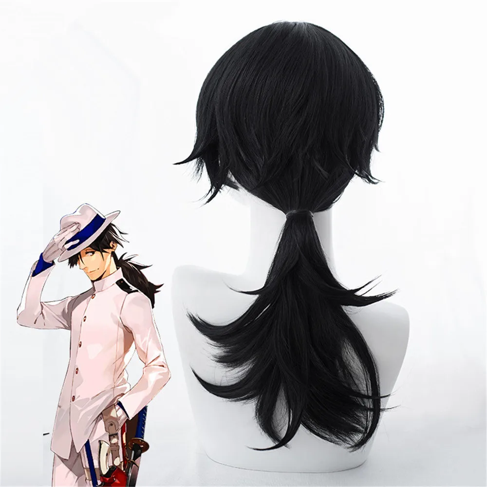 Fate/Grand Order FGO Ryouma Sakamoto 50 см черные синтетические волосы парики для костюма косплея |