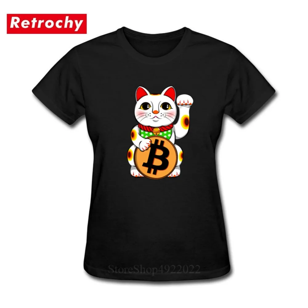 Новая мода футболка Биткоин Графический Симпатичные Lucky Cat манэки нэко \ футболки