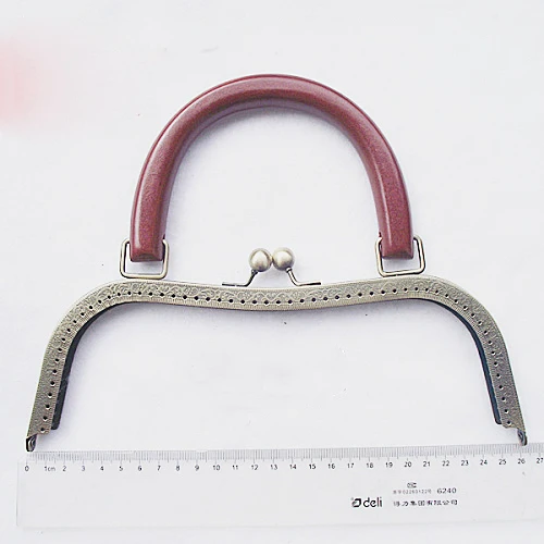 26 см большой размер металлическая рама для кошелька застежка с деревянной ручкой