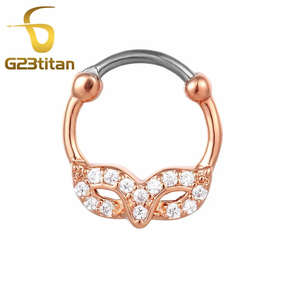 Septum Ring Модные женские пирсинг, Септум, кликер 8 мм титановый стержень розовое золото Кристалл кольцо в нос женские украшения для тела - Окраска металла: Septum Ring