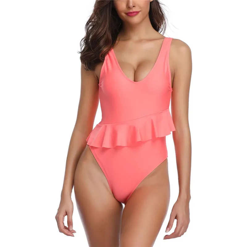 Женский купальник с открытой спиной Evage pitaya однотонный maillot de bain v-образным