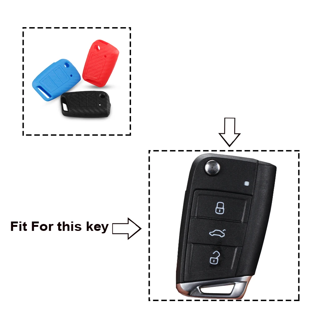 KEYYOU 3 кнопки силиконовый чехол для брелка с ключом VW Polo 2016 Golf 7 MK7 Skoda Octavia Combi A7 SEAT Leon