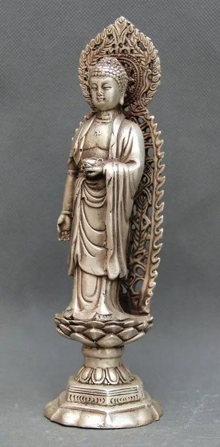 Miao Silver Carving Efficacy Kwan-yin Barefoot On The Holy Lotus Noble Statue | Дом и сад