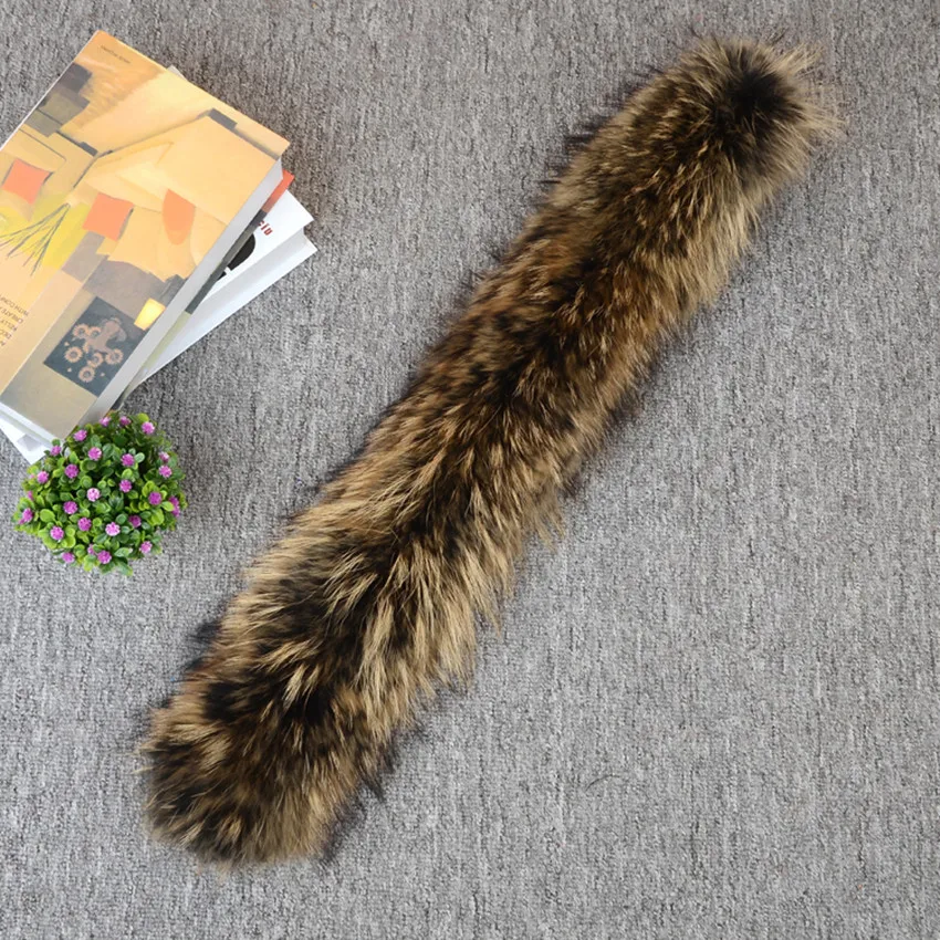 Воротник NGSG из натурального меха енота серый 80 см женский меховой воротник шарф