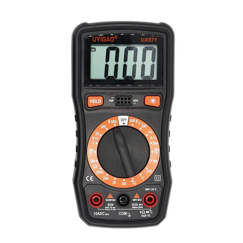 

UYIGAO UA971 Smart Digital LCD Multimeter DC/AC Voltage Current Resistance Temperature Testing Digital Multometer