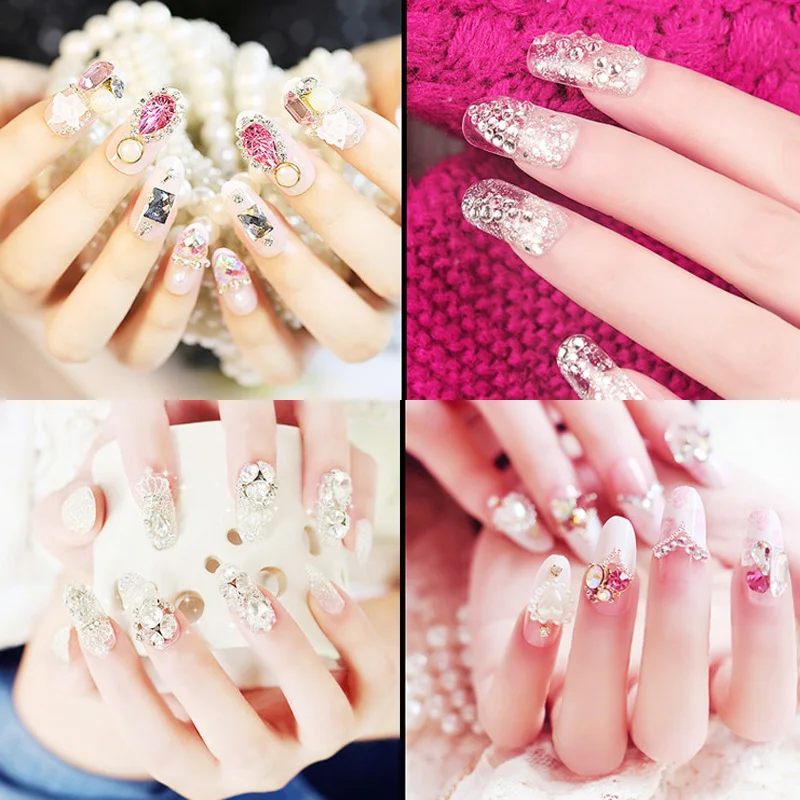3D Стразы для дизайна ногтей радужные модные стеклянные камни в форме кристалла