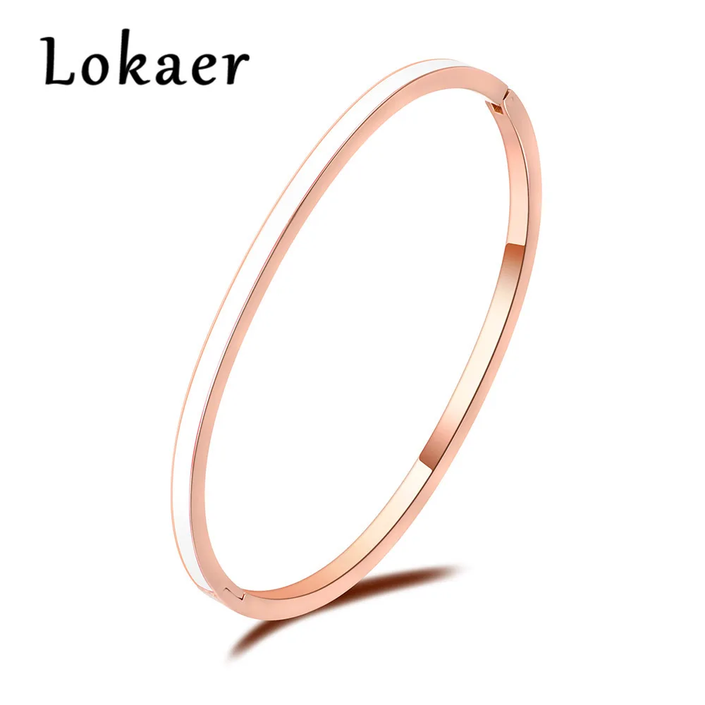 Lokaer, простые браслеты-манжеты из нержавеющей стали, браслеты, 3 цвета, для влюбленных, ювелирные изделия для женщин, подарок на день Святого Валентина, B18072