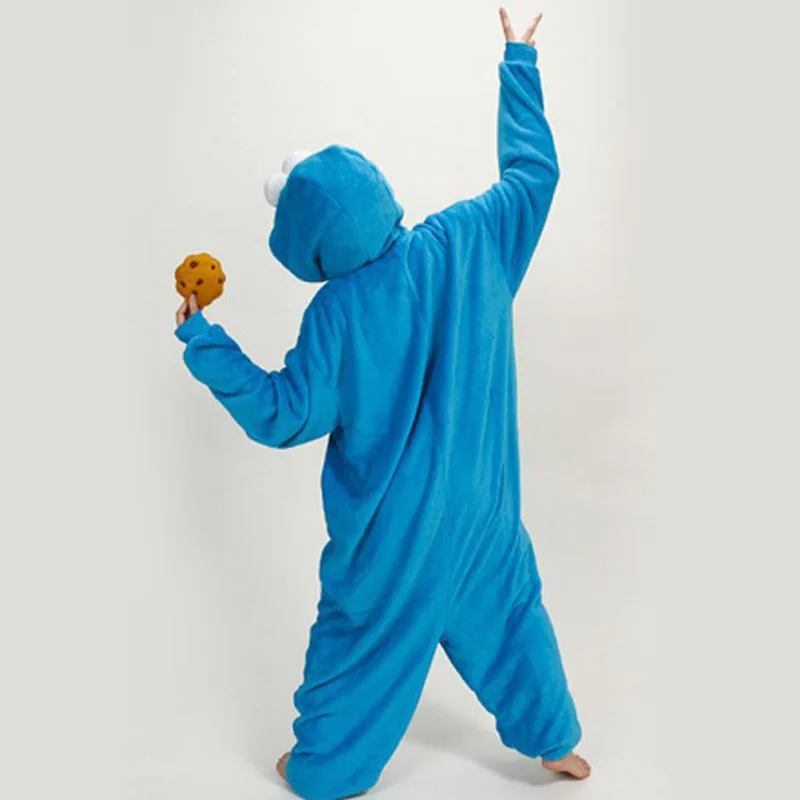 Adult unisex animal pajamas one piece cookie monster cosplay pajama onesies for adults free shipping | Тематическая одежда и