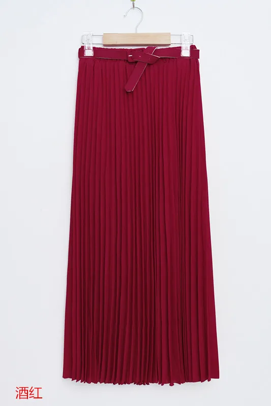 Wine Red FATIKA шифоновая плиссированная юбка с высокой талией, великолепные юбки на осень и зиму, Юбки миди для женщин весна лето - Цвет: Wine Red