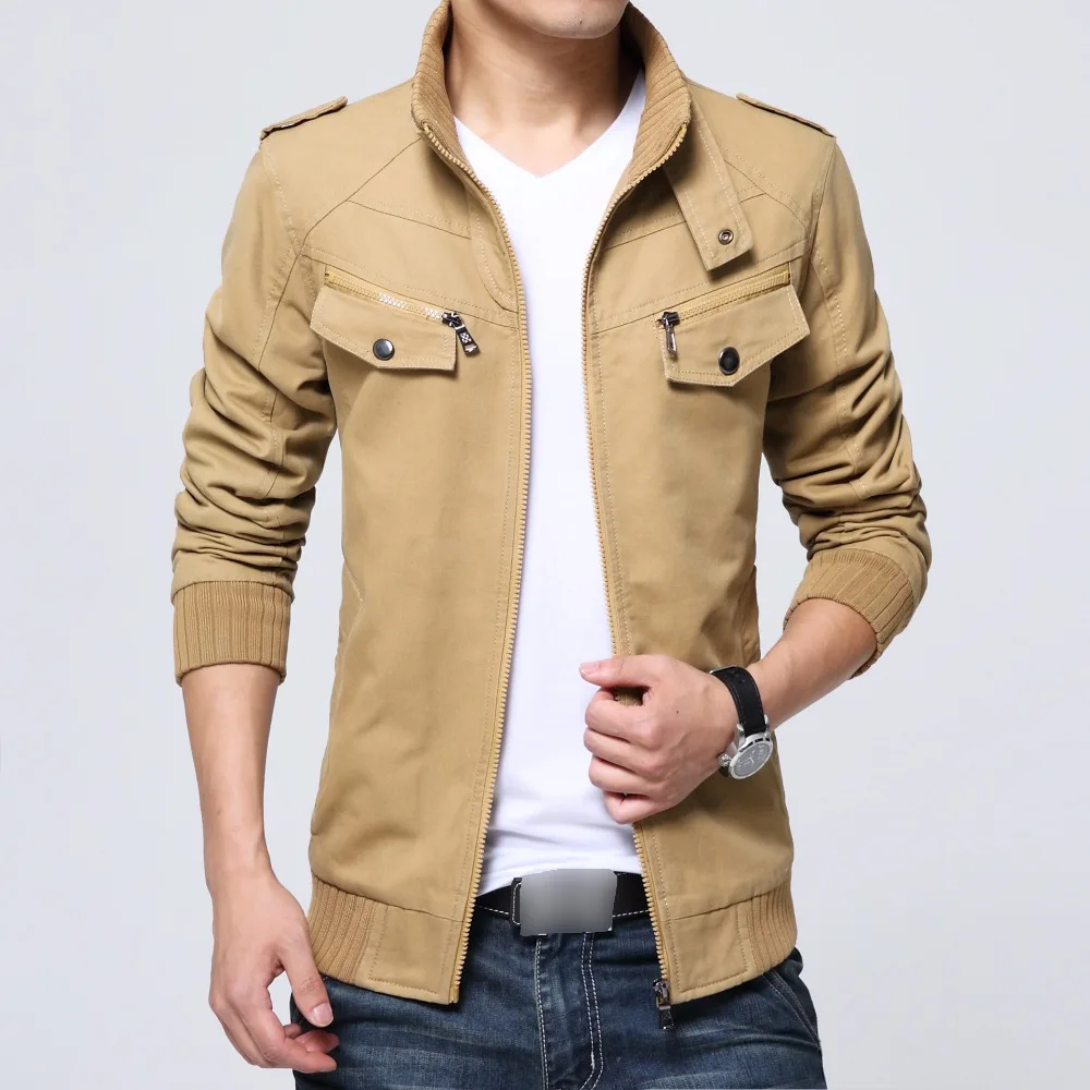 

2018 New Slim Cotton Mens Jackets And Coats Stand Collar Quality Cazadoras De Hombre