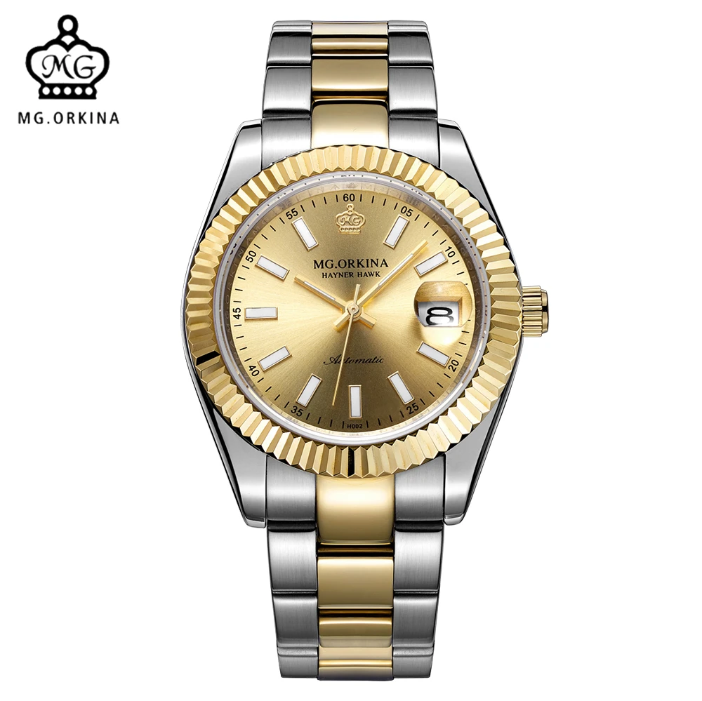 Мг. Мужские Водонепроницаемые механические наручные часы с чехлом из