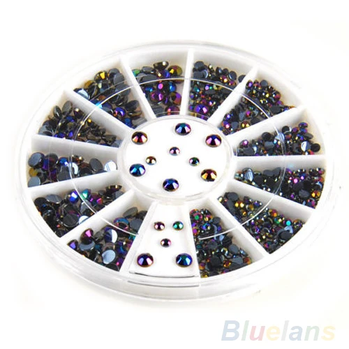 Hot Sale 300pcs 3D Nail Art Tips gems Crystal Glitter Rhinestone DIY Decoration + Wheel 1JMZ | Красота и здоровье