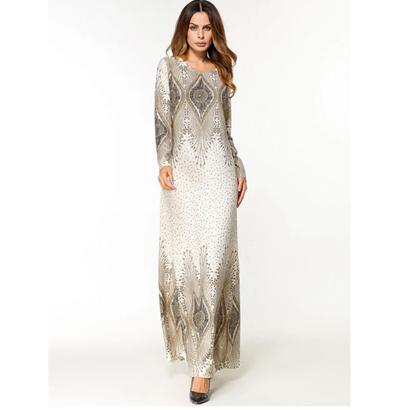 Модное мусульманское платье с цветочным принтом женская абайя Средний Восток