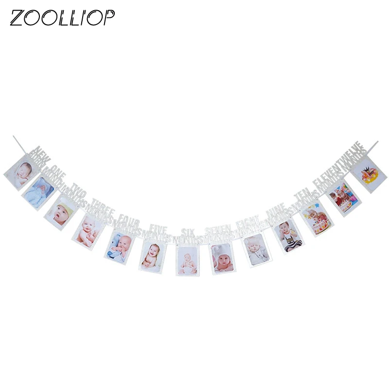 12 месяцы фоторамка баннер для первого дня рождения украшения ребенка мальчик