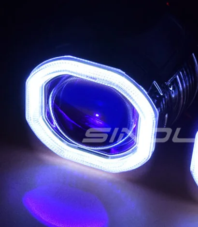White Blue Sinolon COB светодиодный ангельские глазки Halo HID автомобильный проектор Объектив фары биксеноновый комплект для модернизации мини 2,5 ''8,0 H1 H4 H7 Devil Eye - Цвет: White Blue