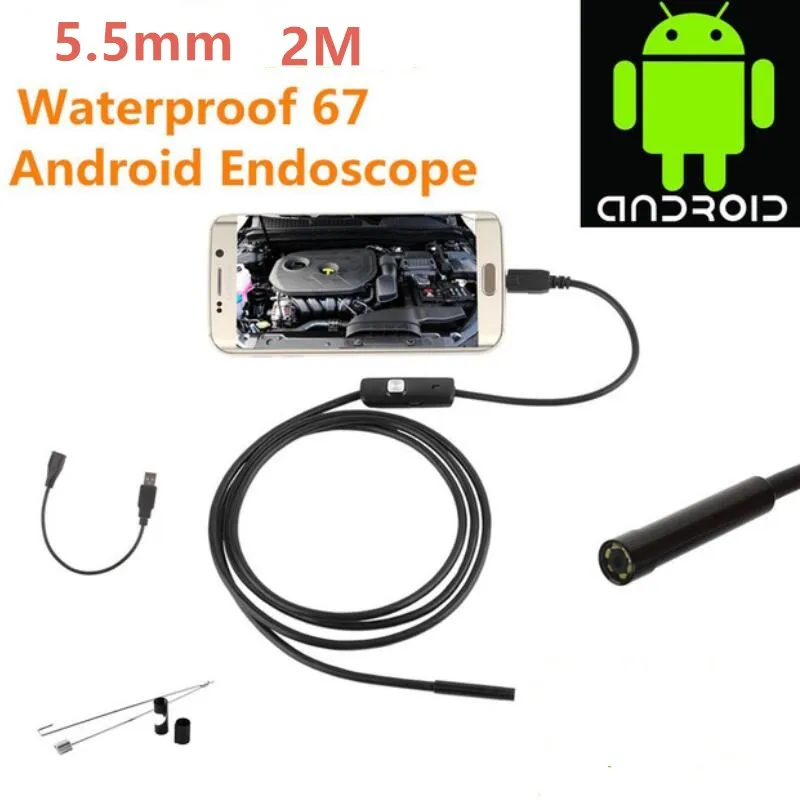 720P трубчатый эндоскоп 5 мм 2 м микро USB HD камера бороскоп инспекции для ПК Android