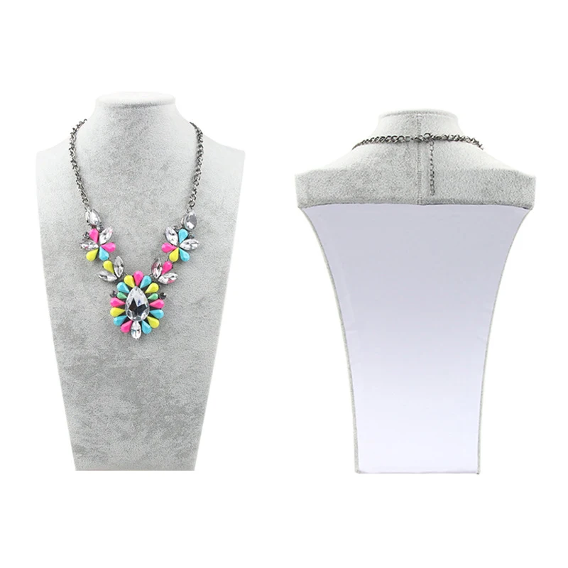 Серый вельветовый стеллаж для ювелирных изделий полка ожерелий дисплей ожерелье