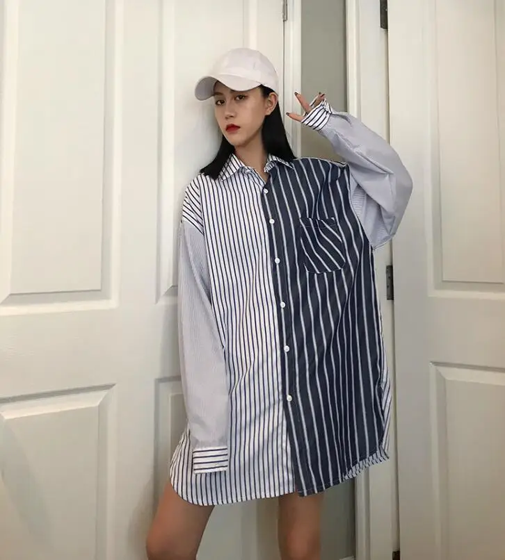 Повседневное bf ветер Очаровательный цвет женские свободные с длинными рукавами