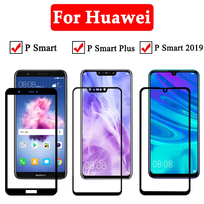 Полное покрытие защитное стекло для Huawei P Smart Plus 2019 Защитная пленка экрана Tremp Huavei