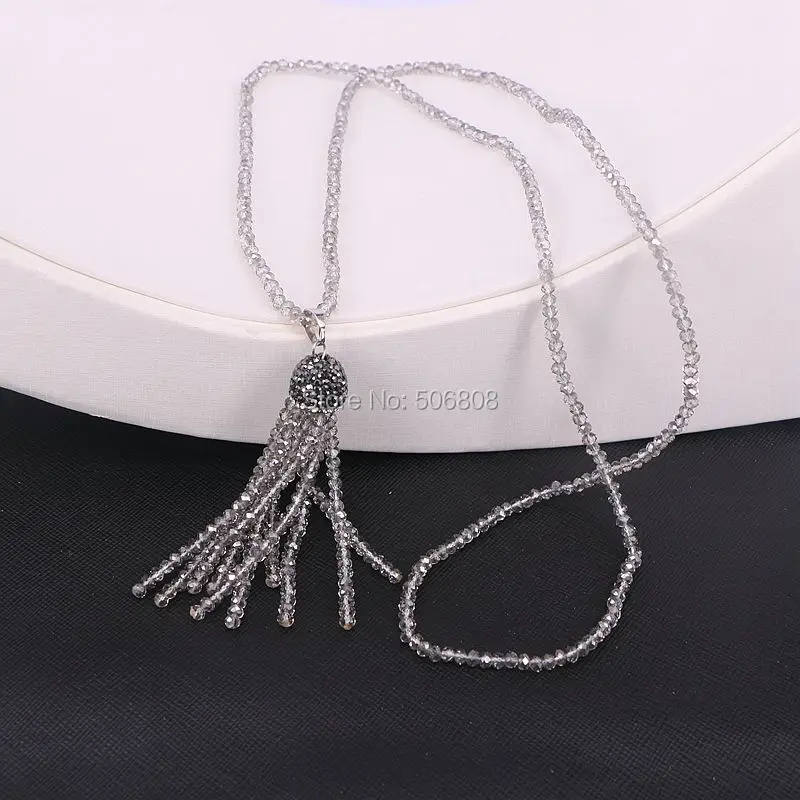Zyz139-n7004 6 Пряди чешские Boho Кристалл Стекло Бусины Цепочки и ожерелья Длинные бисером кисточкой Талисманы женщин Цепочки и ожерелья