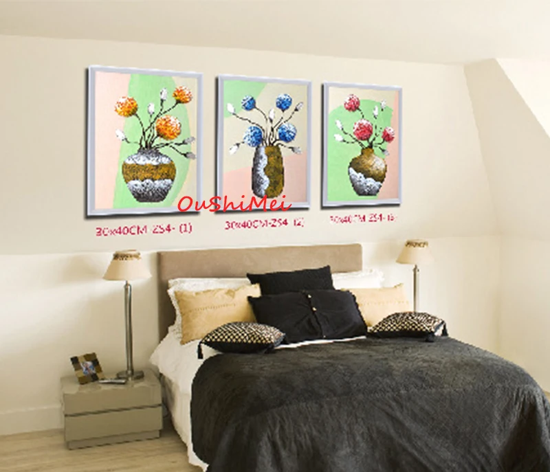 Ручная роспись маслом абстрактные цветы на стене цветочный горшок картина для