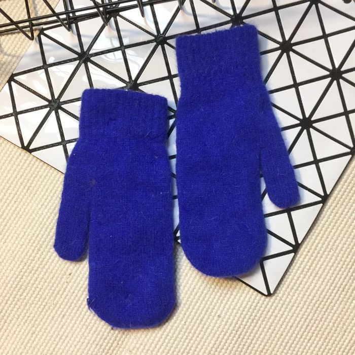 Diy зимние перчатки женские мягкие шерстяные кроличья шерсть теплые вязаные перчатки теплые для девочек яркие цвета варежки удобные